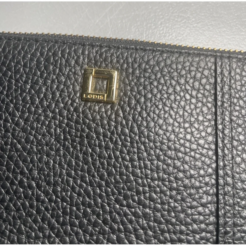 Lodis Black Pebbled Leather Wristlet Wallet - Picture 6 of 11